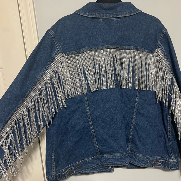 Denim Rhinestone Fringe Jacket - Picture 3 of 3
